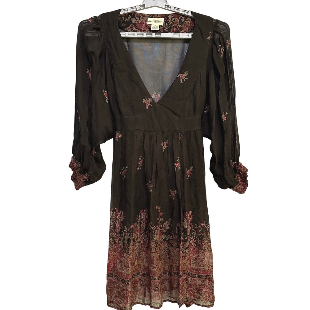 Ralph Lauren Denim & Supply Sheer Dress L Brown Paisley Whimsigoth Boho Fairy
